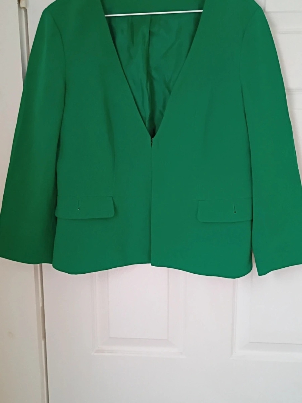 Women's Green Open-Front Tailored Blazer